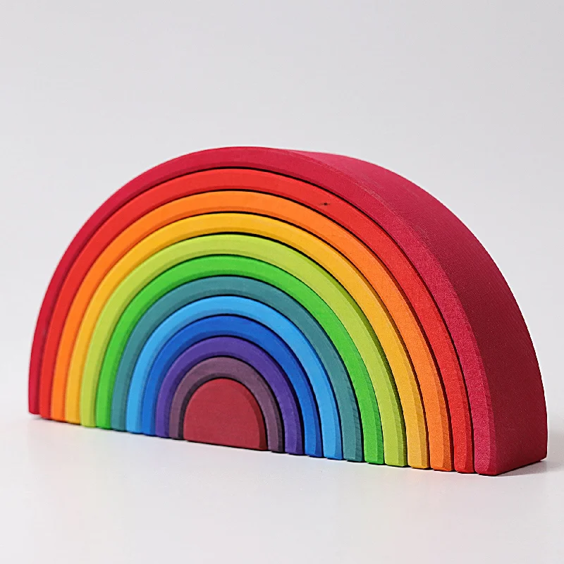 12-Piece Wooden Rainbow Stacking Tunnel  - Grimm's Large Rainbow - Grimm's Wooden Toys