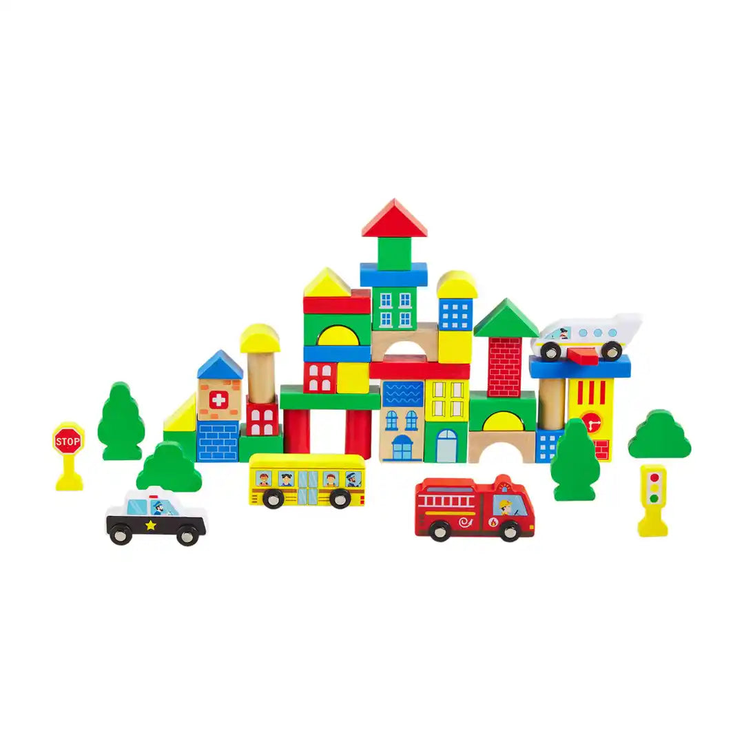 50Pc Block Party City Wooden Block Set