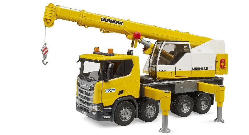 bruder Scania Super 560R Liebherr-Kranwagen mit Licht- und Soundmodul