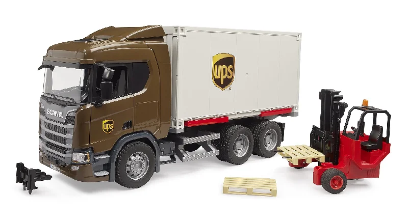 bruder Scania Super 560R UPS Logistics Truck mit Gabelstapler