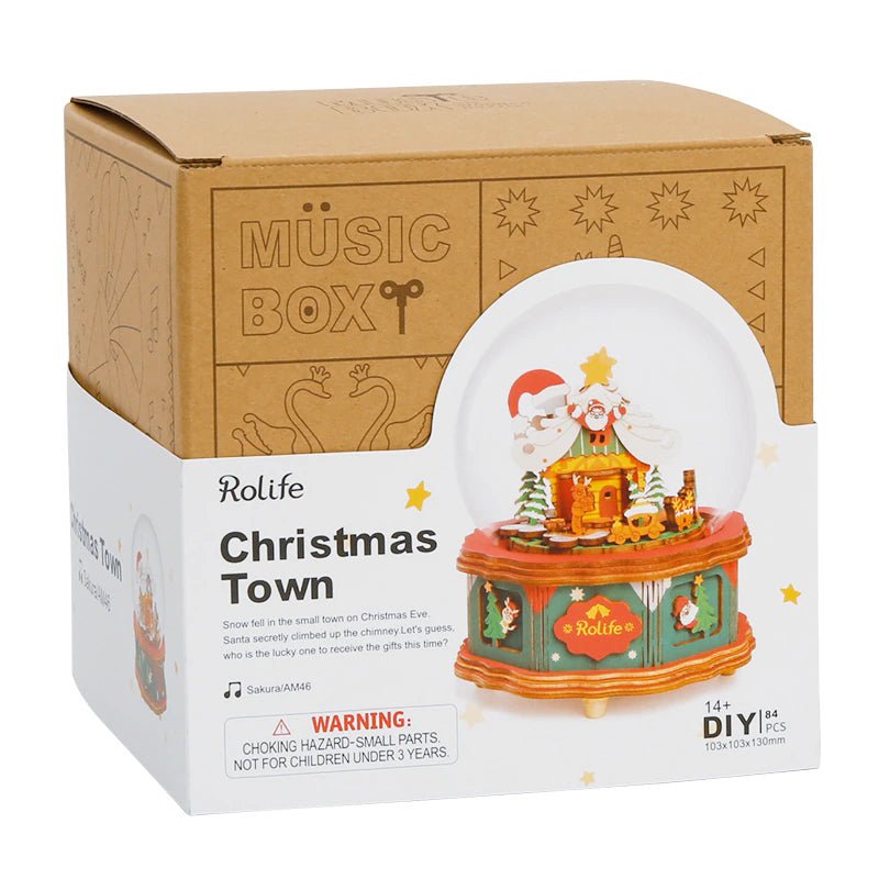 Christmas Town Wooden Music Box