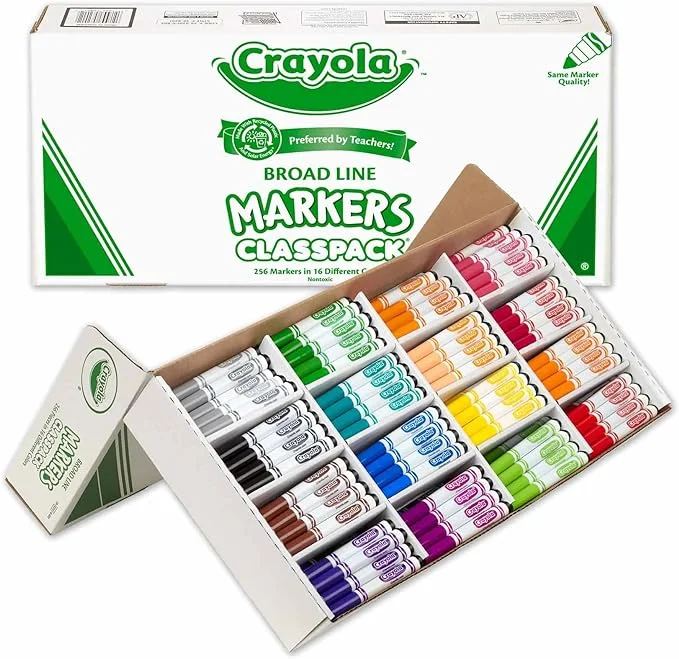 Crayola Non-Washable Broad Line Markers Classpack, 16 Colors, 256 Count (Crayola)