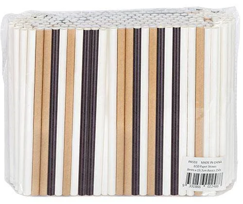 ECO Paper Straws 8mm x 19.7cm Basics Pack of 250