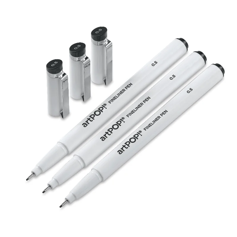 Fineliner Black Pens - Set of 3, 0.5 mm