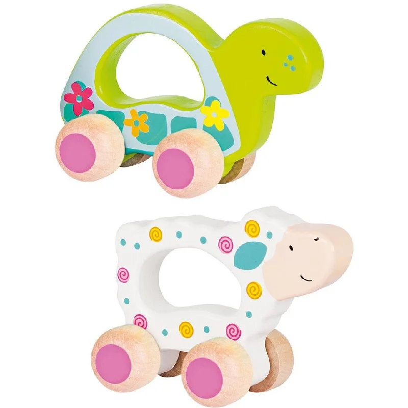 Goki Toys Push-Along Animals Turtle & Sheep