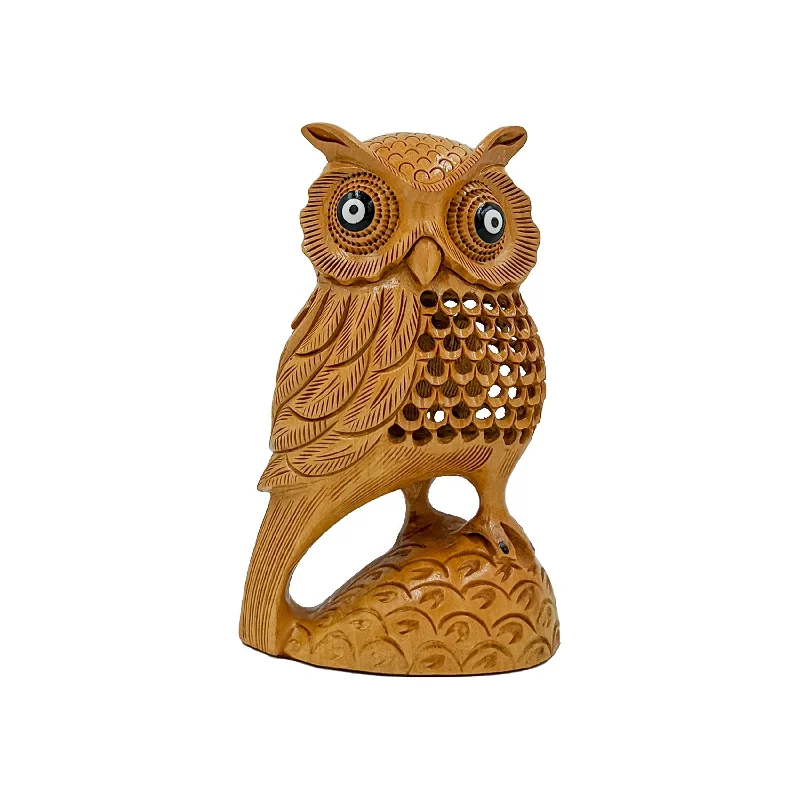 Handmade Wooden Owl Statue for Elegant Home D‚cor