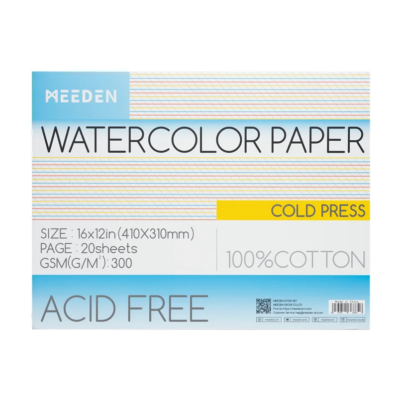 MEEDEN 16x12" Cold Press Watercolor Paper Pad 20 Sheets