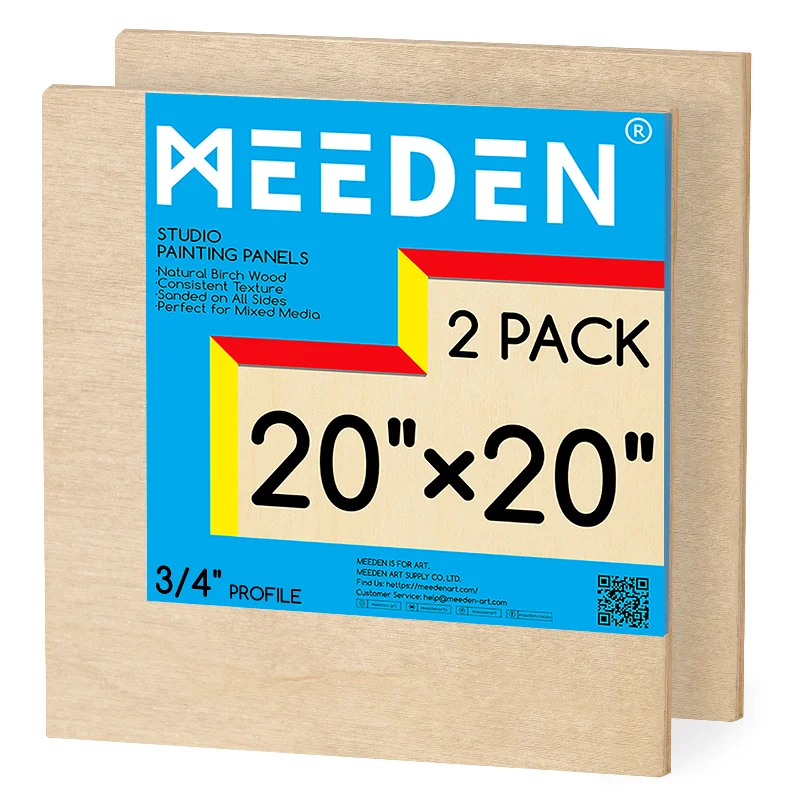 MEEDEN Artist Birch Wood Canvas Board, 3/4” Deep, 20x20 Inch, 2 Packs