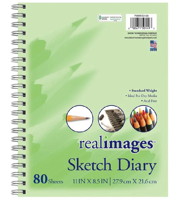 Real ™images Sketch Diary, 11" X 8-1/2", 80 Sheets (Dixon)