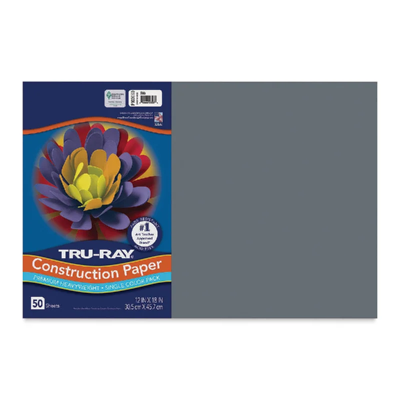 Tru-Ray® Construction Paper, Slate, 50 Sht/Pk, 12"x18" (Pacon)