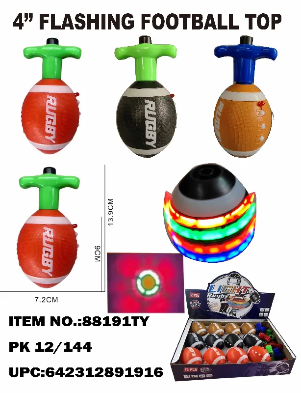 4" Light & Sound Football Spinning Top