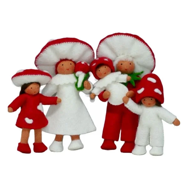 Red Mushroom Family with Brown Skin • Sold Individually