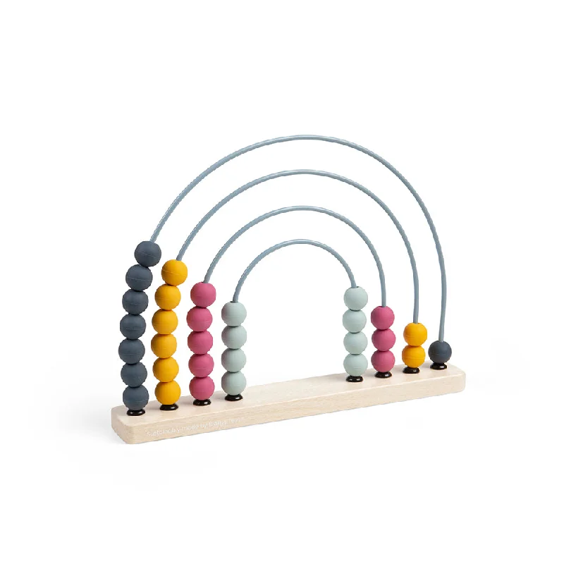 Bigjigs Toys Wooden Rainbow Abacus - Includes 32 Silicone Beads