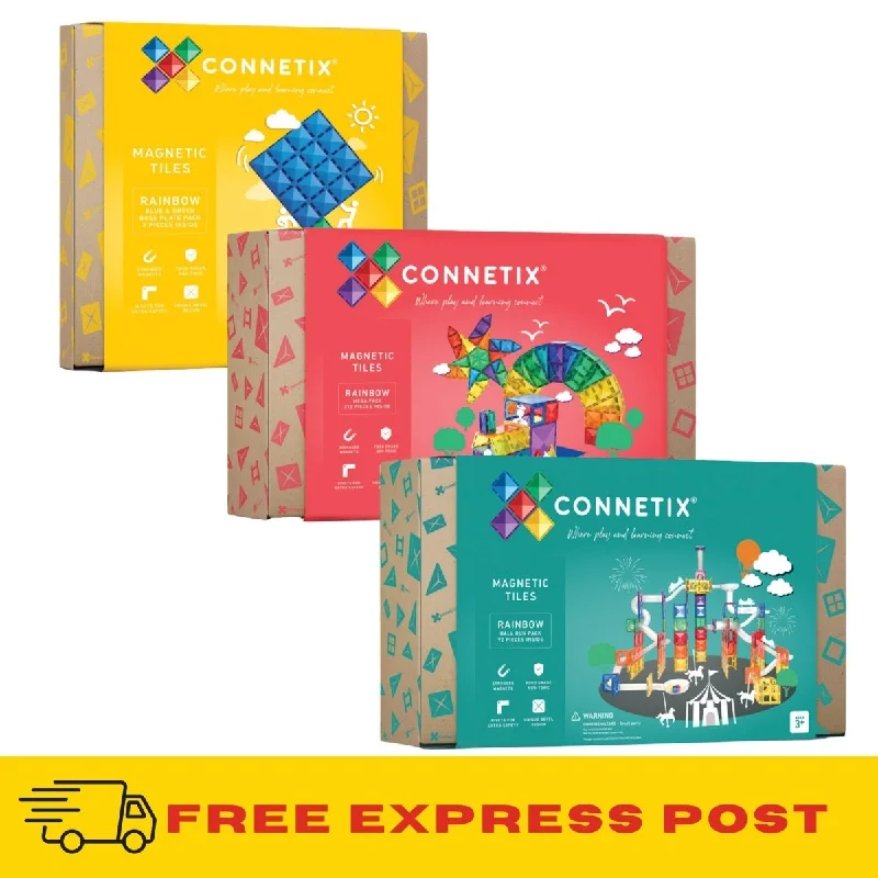 Connetix Tiles - 306 Piece Rainbow Mega Ball Run Bundle