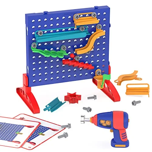 Educational Insights Design & Drill Marble Maze, Marble Run STEM Toy, Over 50 Pieces, Ages 5+