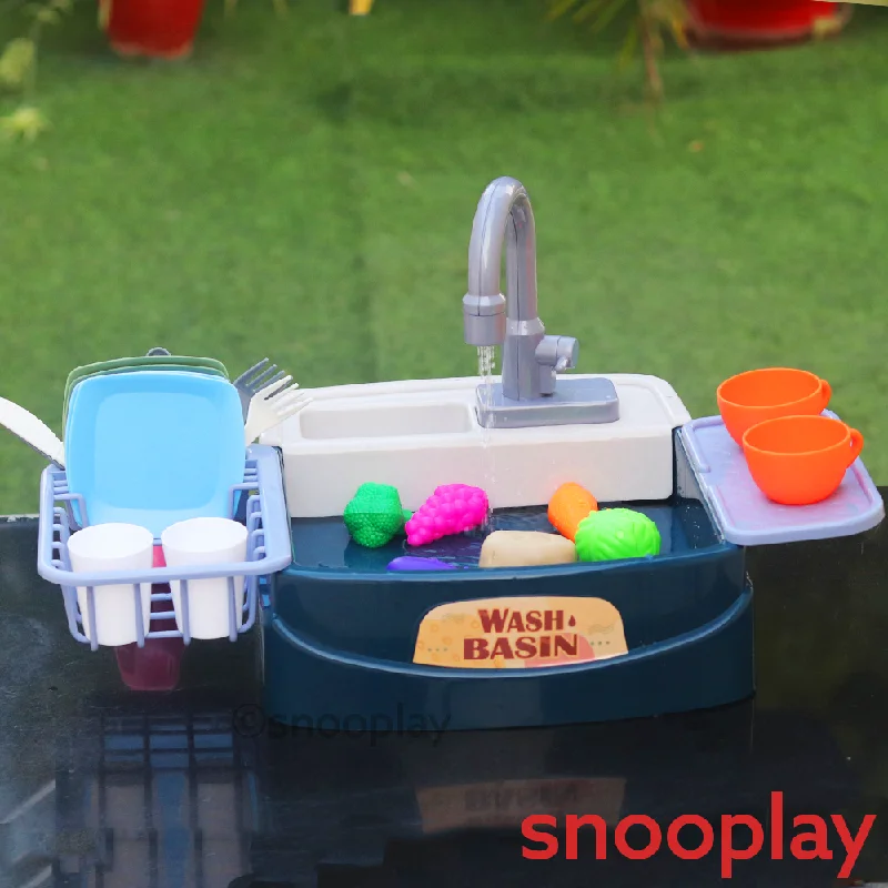 Electronic Kitchen Toy Sink Playset (Realistic Water Supply & Accessories) - Design 2