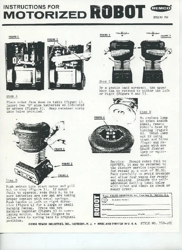 Remco Lost In Space Robot Reproduction Instruction Sheet