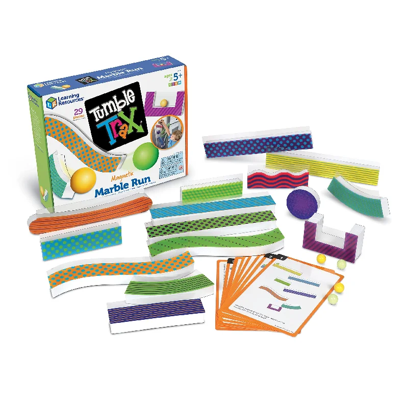 Learning Resources Tumble Trax Magnetic Marble Run, STEM Toy, 28 Piece Set, Ages 5+,Multi-color,5"