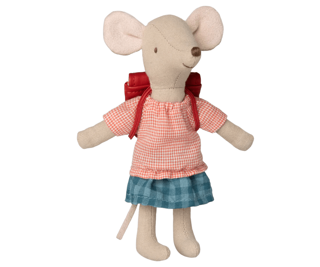 Maileg: Tricycle mouse, Big sister with Red Bag