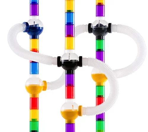 Marble Genius Marble Run Pipes & Spheres Accessory Add-on Set - 10 Pieces Total (4 Pipes, 1 Ramp Sphere, 1 Alternating Sphere, 1 Straight Sphere, & 3 Tube Spheres), with Instruction App Access