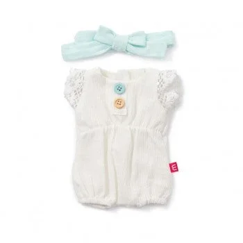 MINILAND - DOLLS CLOTHING: WHITE ROMPER + SEA HEADBAND SET