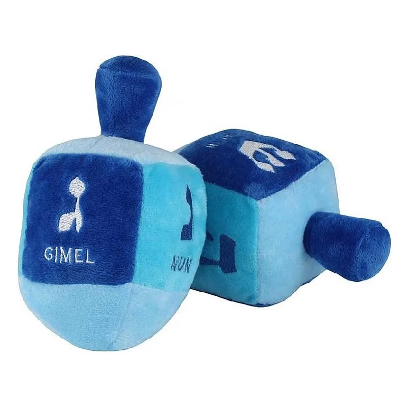 My First Plush Embroidered Blue Dreidel with Rattle (Hebrew letters are transliterated)