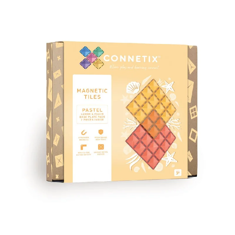 Pastel Lemon & Peach Base Plate 2 pc - Connetix Tiles