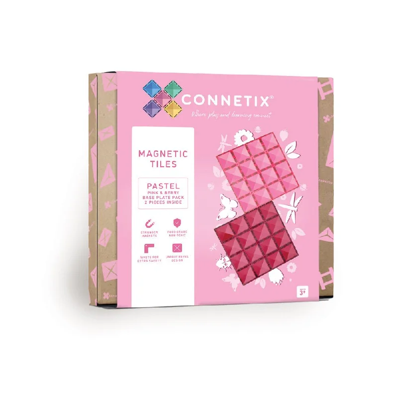 Pastel Pink & Berry Base Plate 2 pc - Connetix Tiles