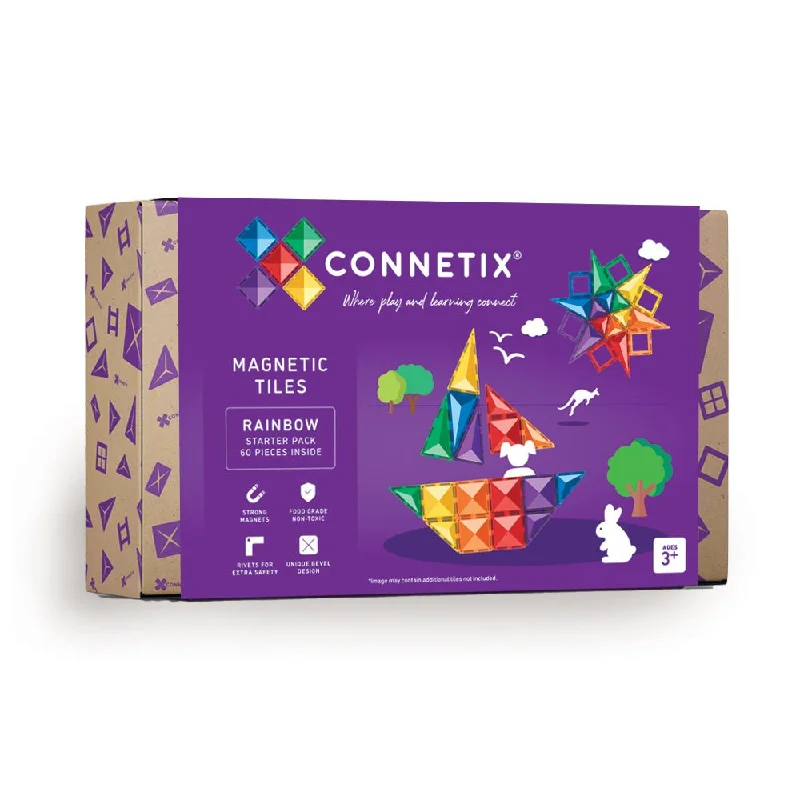 Rainbow Starter Pack 60 Piece | Connetix Tiles