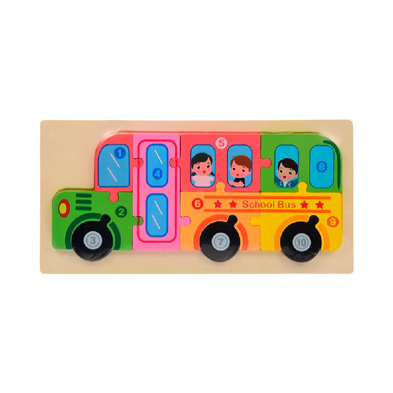 WOODEN PUZZLE 123 SCHOOL BUS