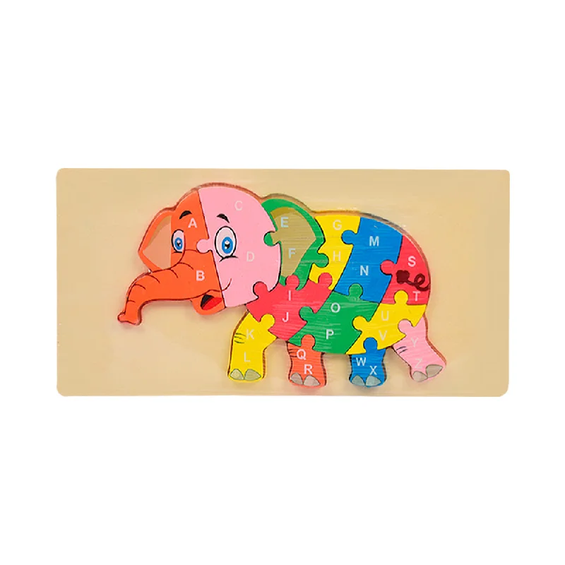 WOODEN PUZZLE BOARD ABC ELEPHANT  Z.B